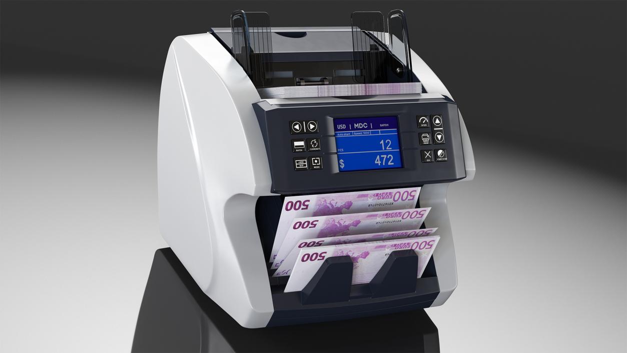 Cash Currency Counter Sorter Bills Euro 3D model