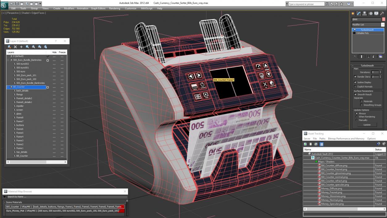 Cash Currency Counter Sorter Bills Euro 3D model