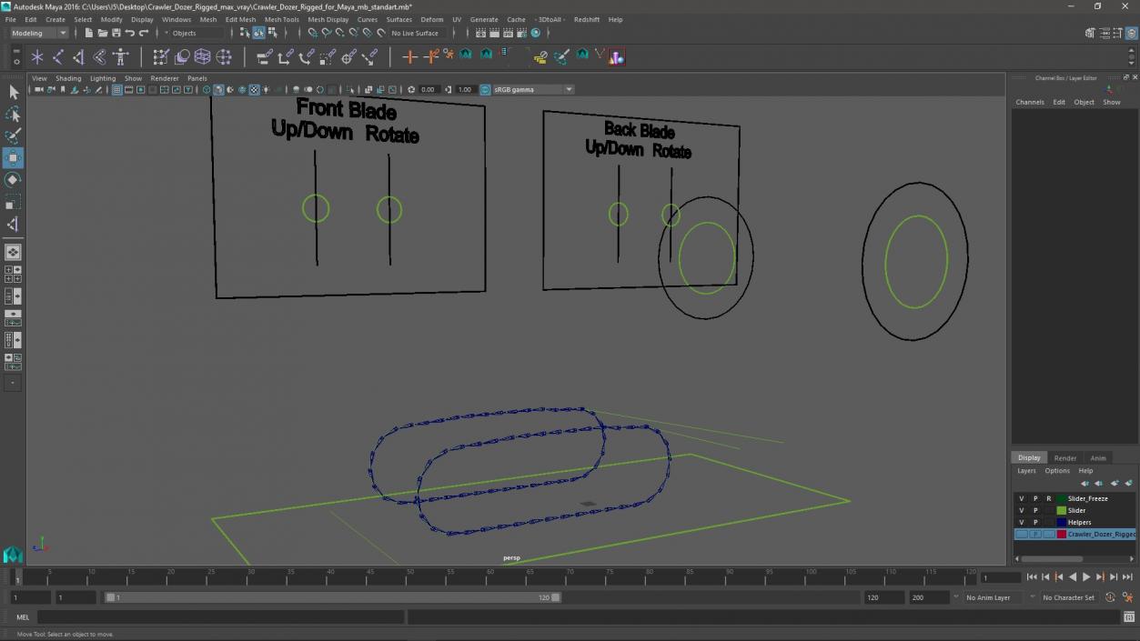 Crawler Dozer Rigged for Maya 3D model