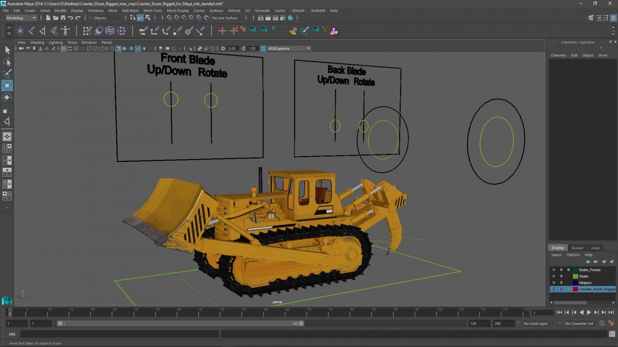 Crawler Dozer Rigged for Maya 3D model