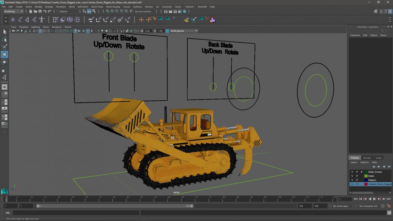 Crawler Dozer Rigged for Maya 3D model