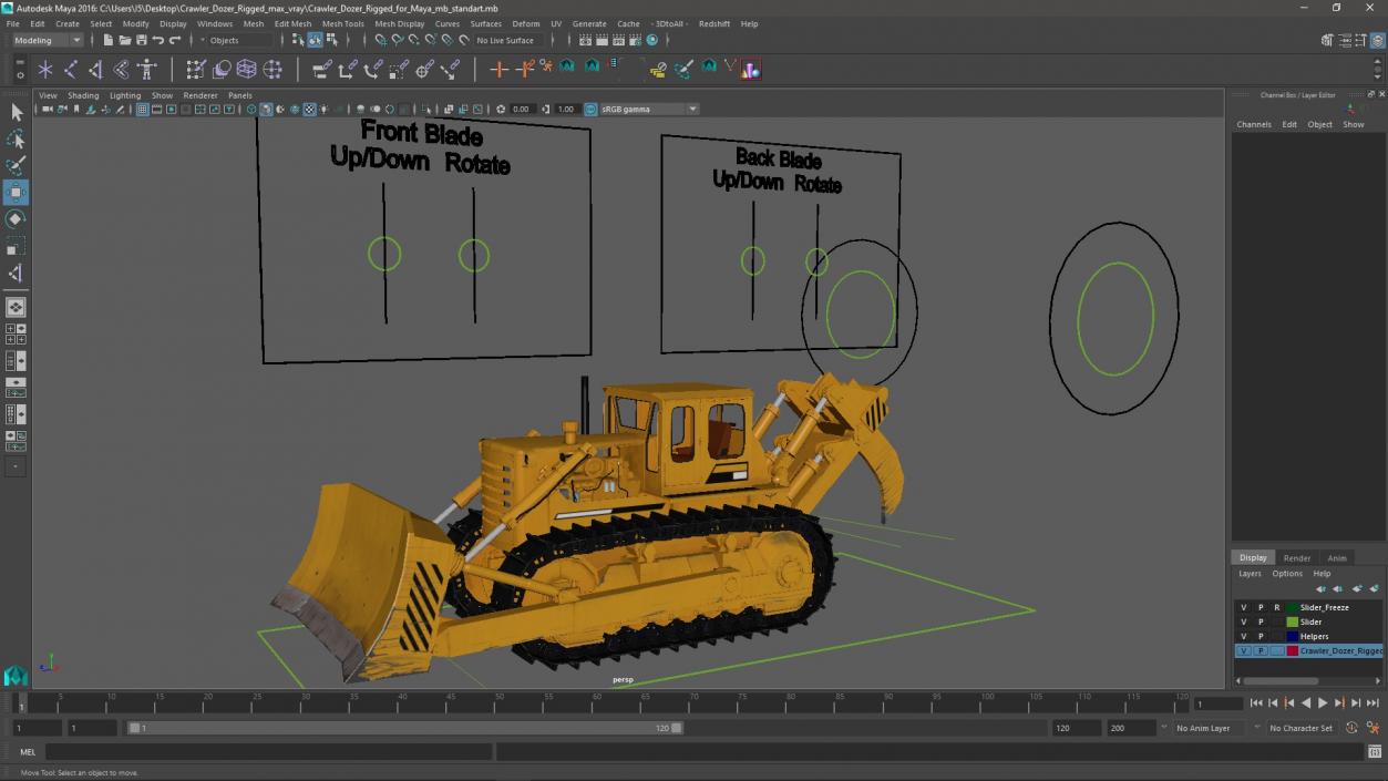 Crawler Dozer Rigged for Maya 3D model