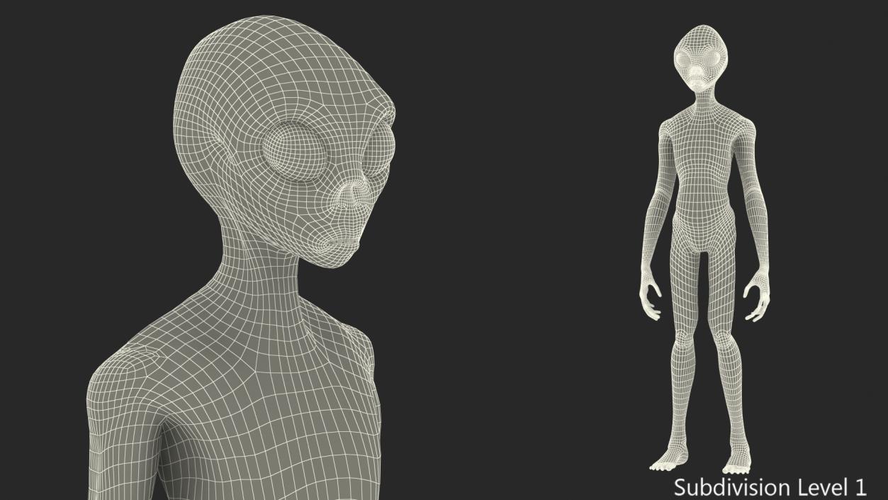 3D Standing Humanoid Alien model