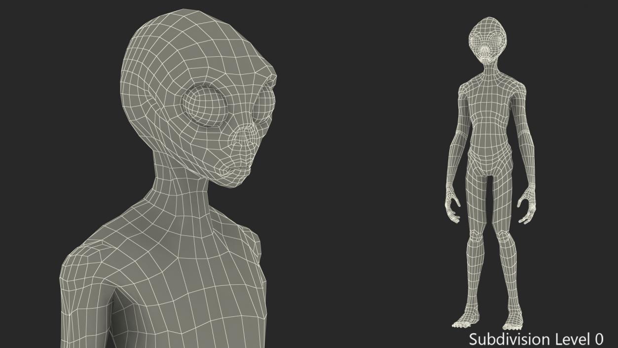 3D Standing Humanoid Alien model