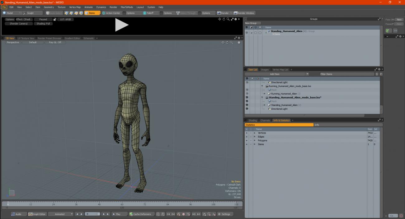 3D Standing Humanoid Alien model