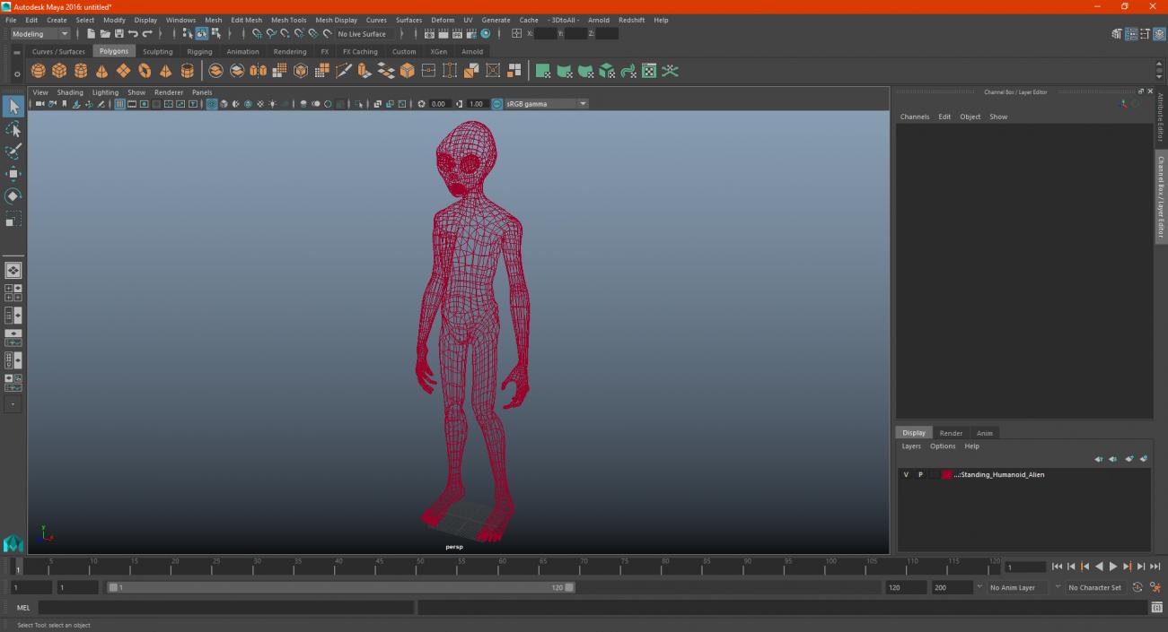 3D Standing Humanoid Alien model