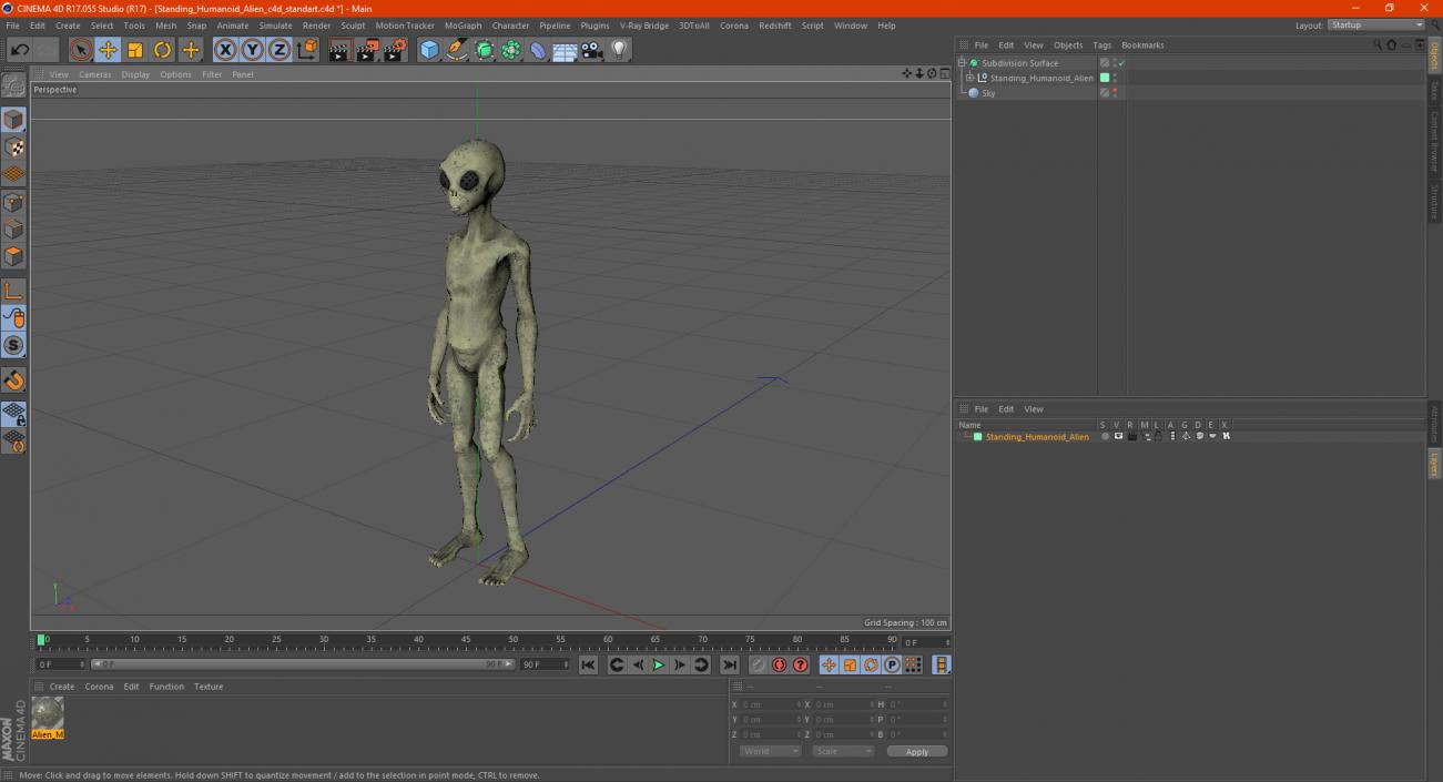 3D Standing Humanoid Alien model