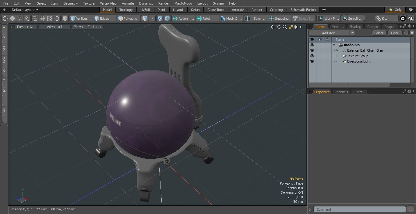 3D Balance Ball Chair Grey model