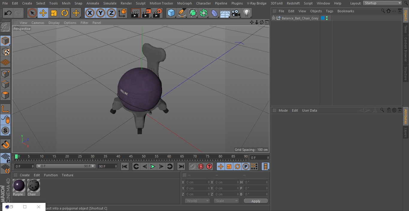 3D Balance Ball Chair Grey model