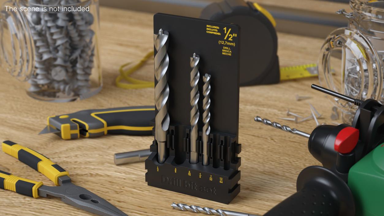 3D model Steel HSS Pilot Point Drill Bit Set