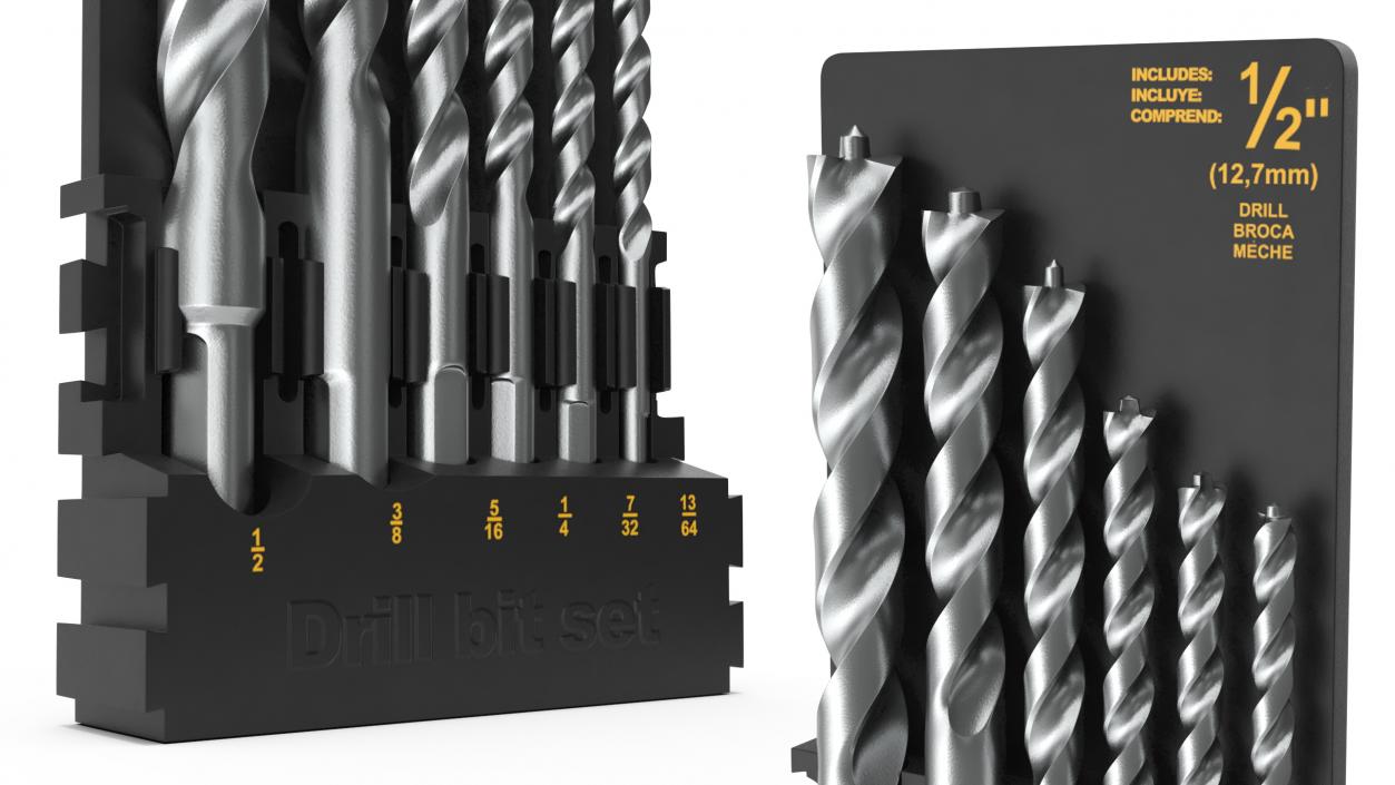 3D model Steel HSS Pilot Point Drill Bit Set