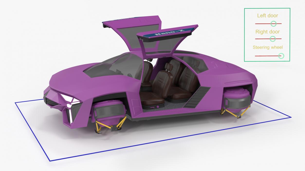 3D model Futuristic Flying Car Purple Rigged