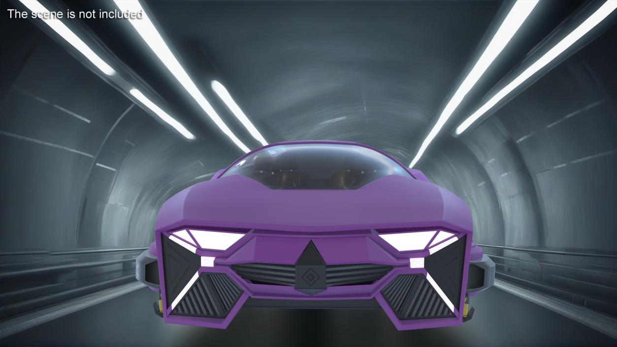 3D model Futuristic Flying Car Purple Rigged