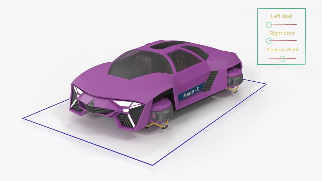 3D model Futuristic Flying Car Purple Rigged