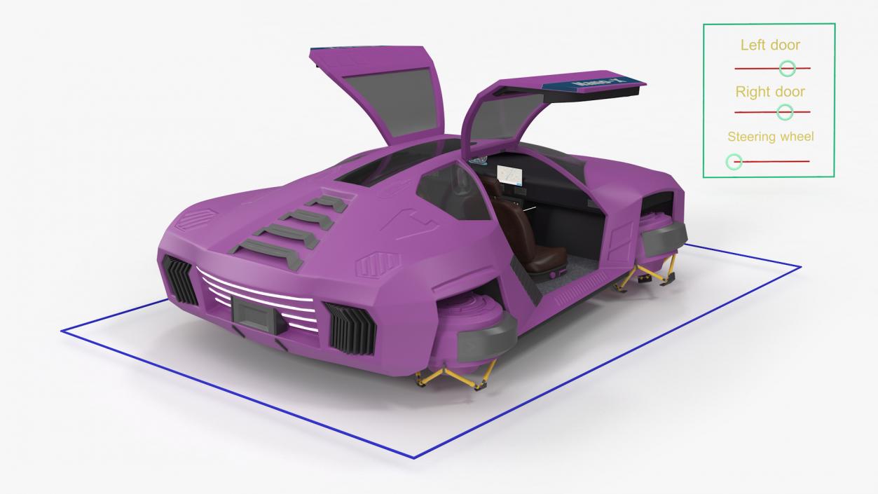 3D model Futuristic Flying Car Purple Rigged