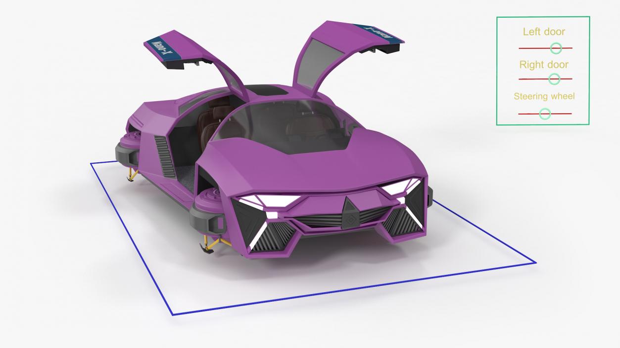 3D model Futuristic Flying Car Purple Rigged