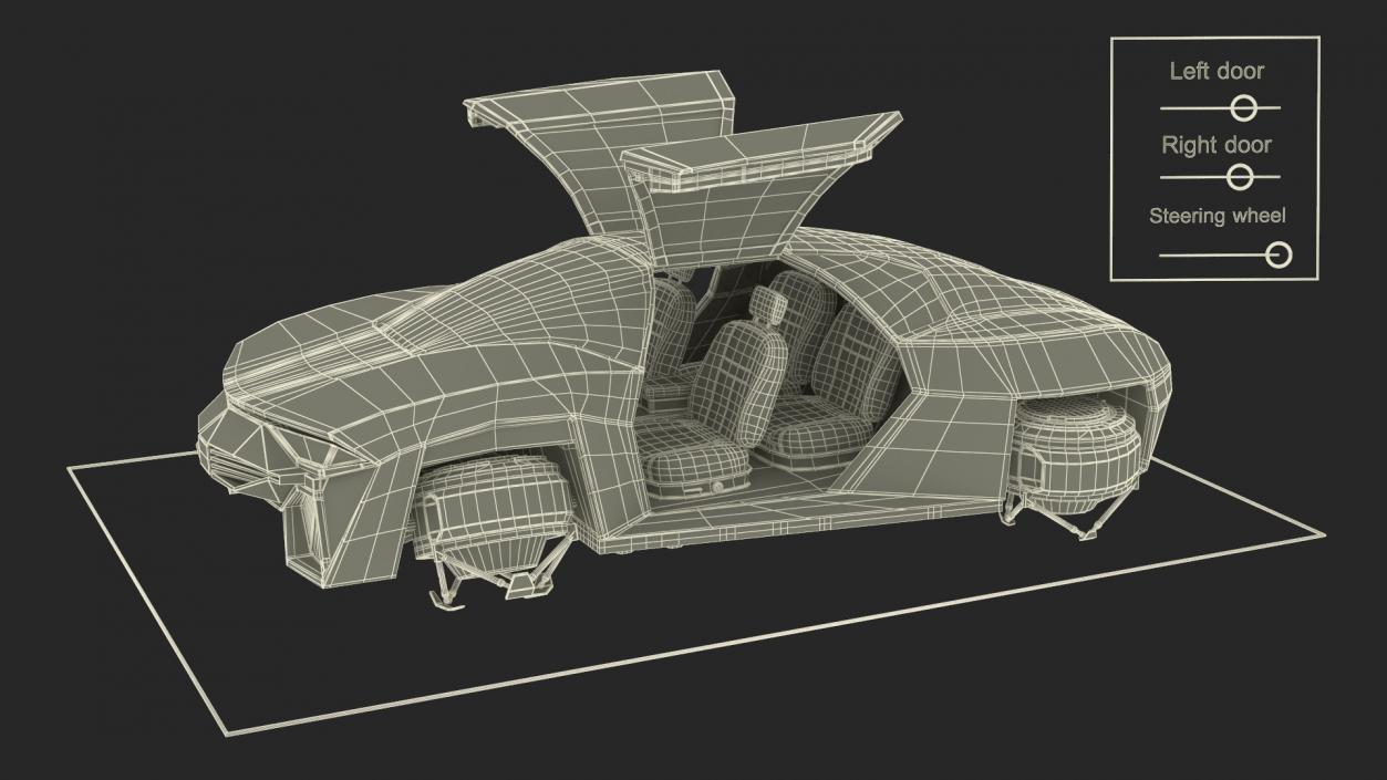 3D model Futuristic Flying Car Purple Rigged