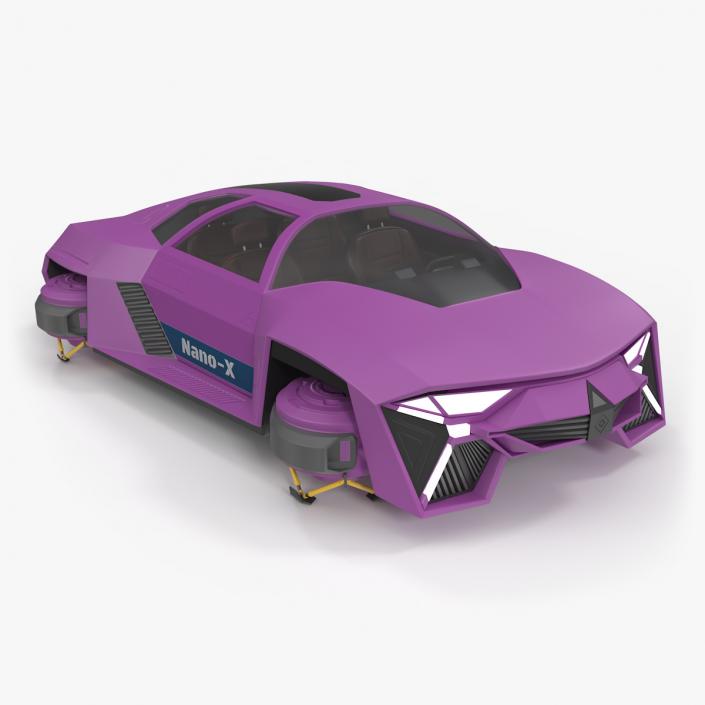 3D model Futuristic Flying Car Purple Rigged