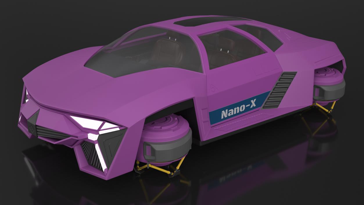 3D model Futuristic Flying Car Purple Rigged