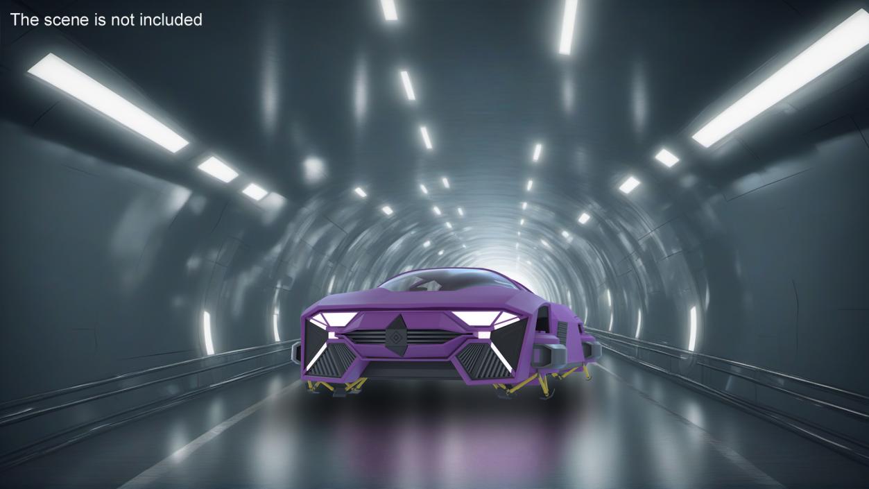 3D model Futuristic Flying Car Purple Rigged