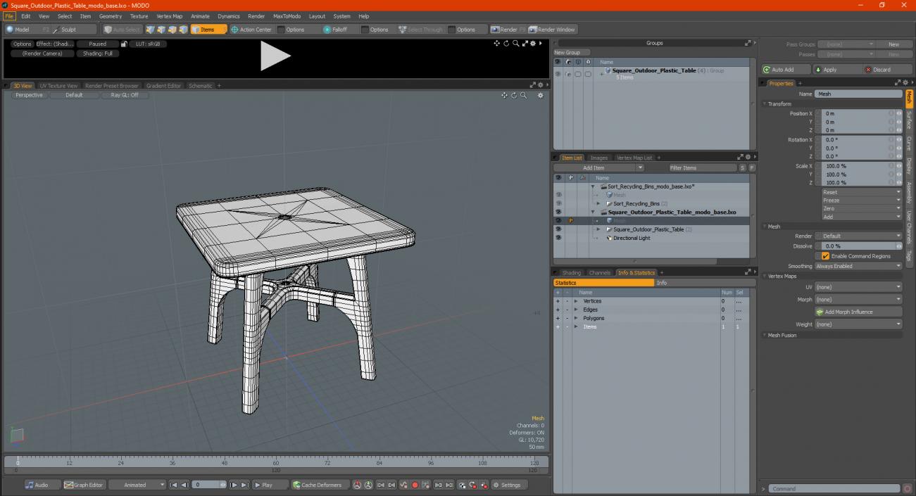 3D Square Outdoor Plastic Table model