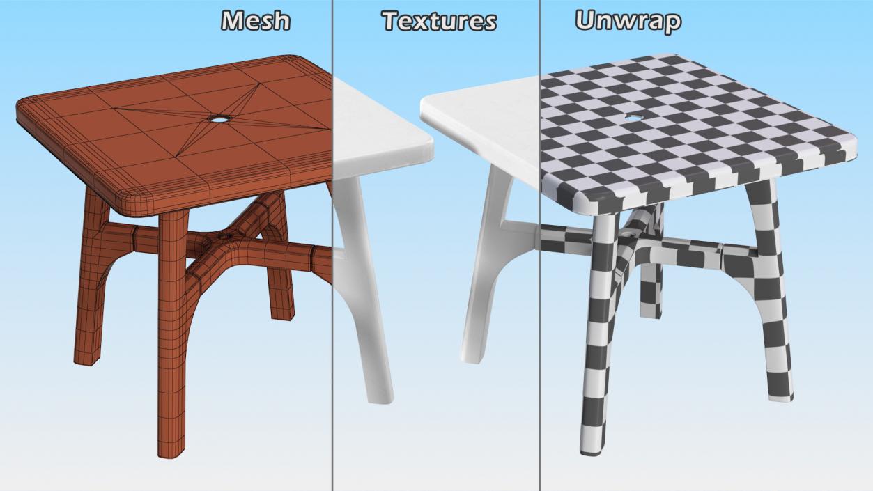 3D Square Outdoor Plastic Table model