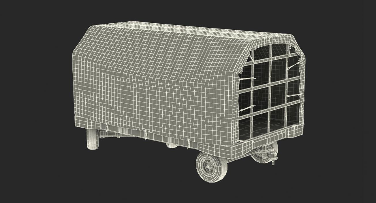 3D Covered Airport Luggage Trailer Rigged model