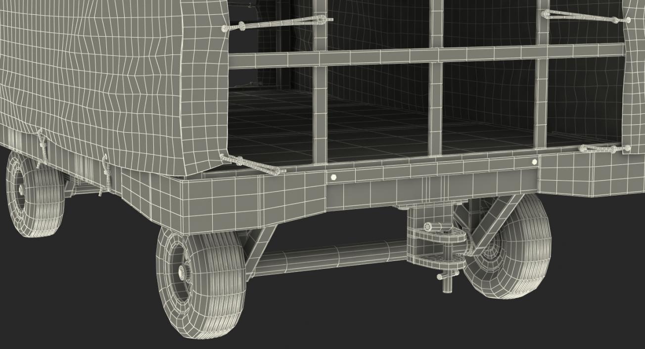 3D Covered Airport Luggage Trailer Rigged model