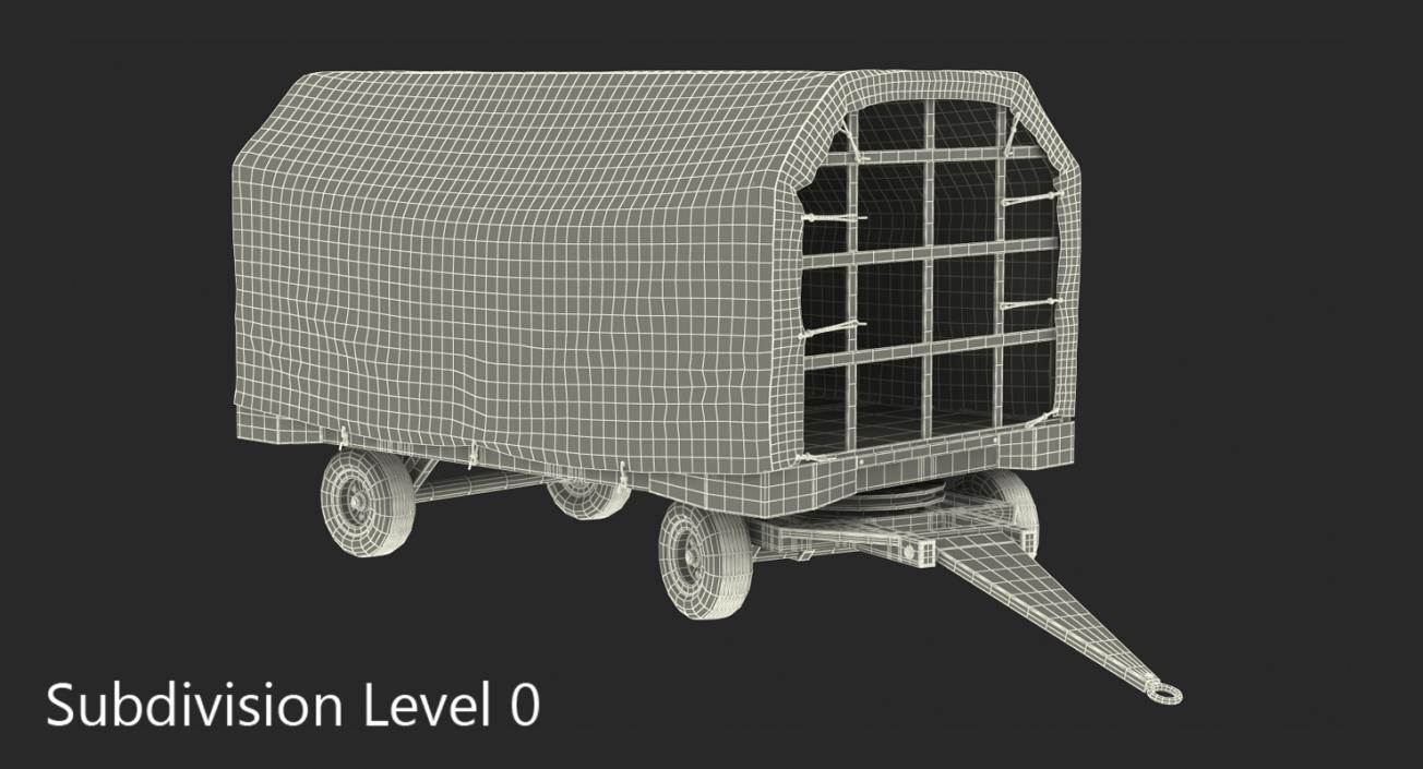 3D Covered Airport Luggage Trailer Rigged model