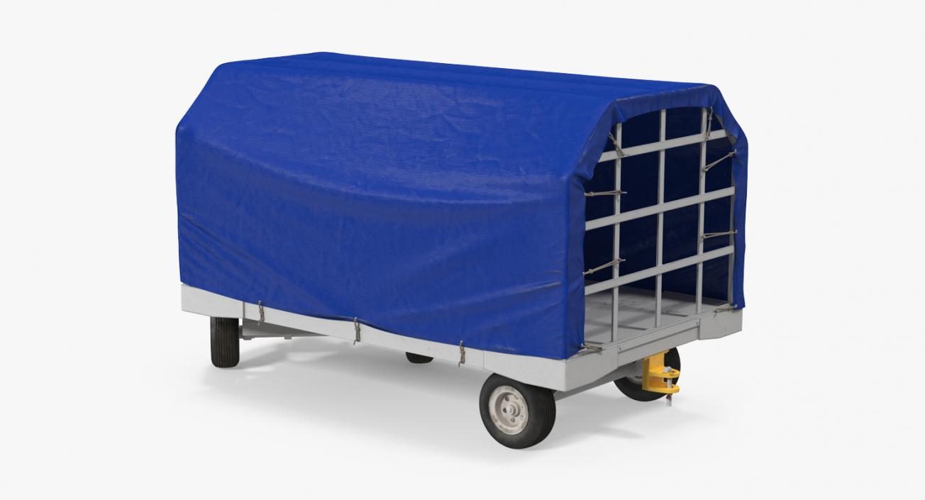 3D Covered Airport Luggage Trailer Rigged model