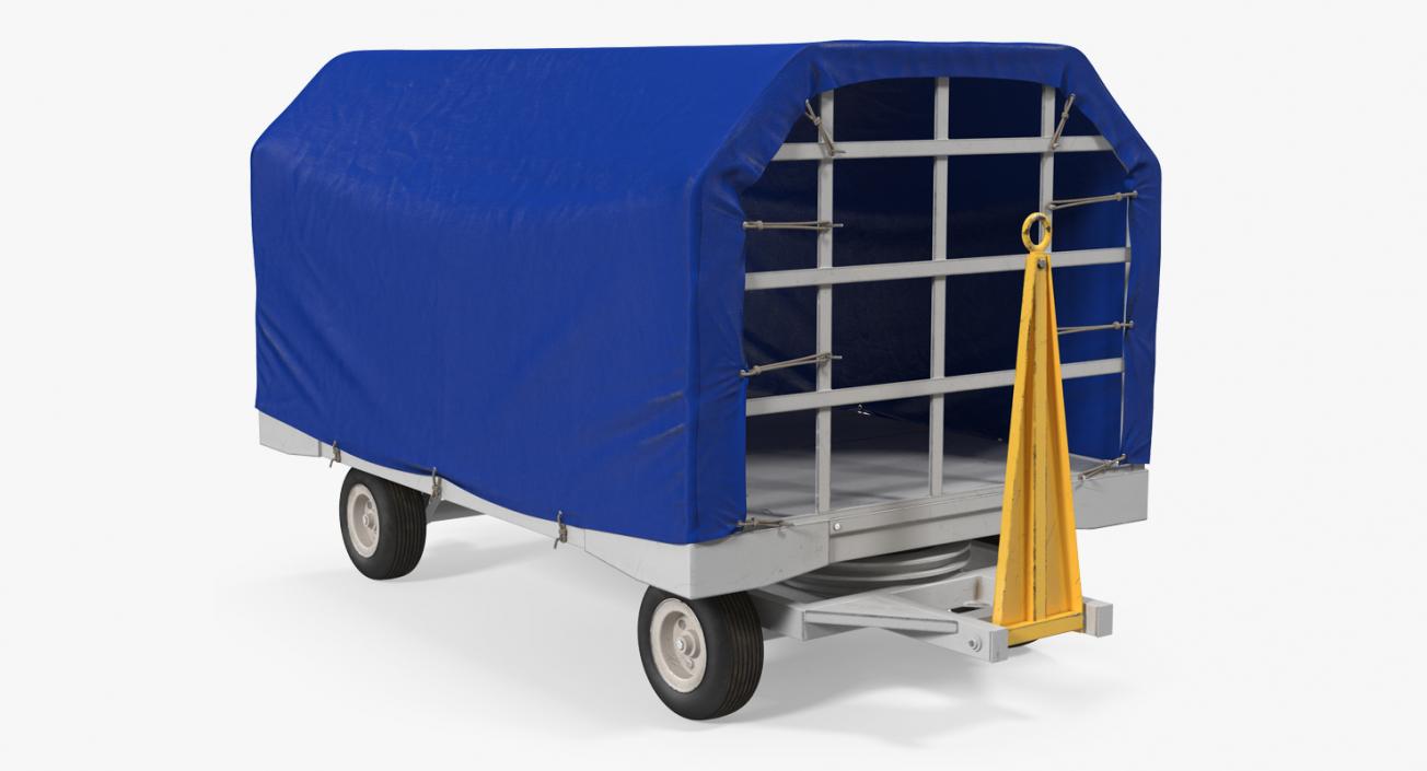 3D Covered Airport Luggage Trailer Rigged model