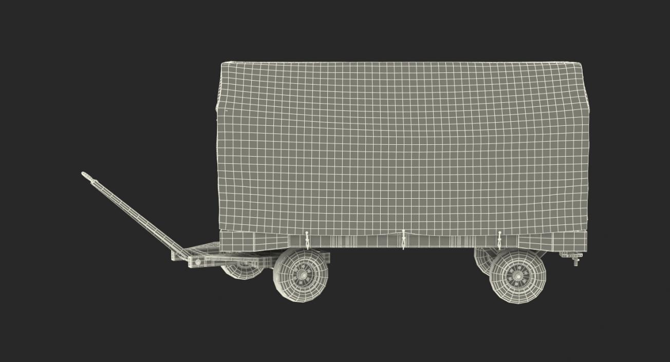 3D Covered Airport Luggage Trailer Rigged model