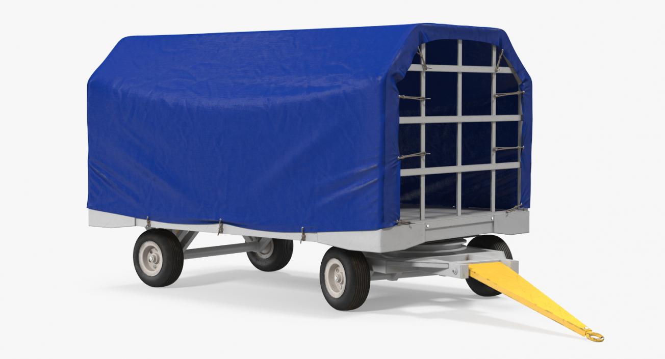 3D Covered Airport Luggage Trailer Rigged model