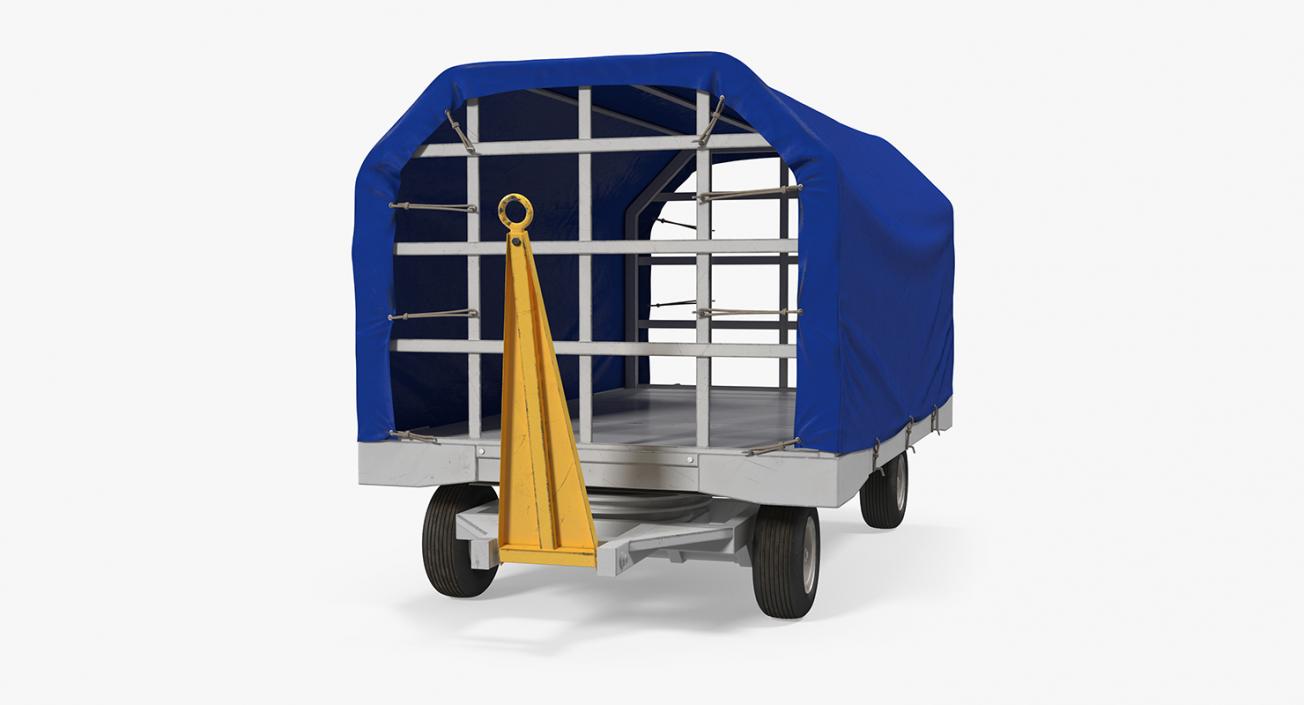 3D Covered Airport Luggage Trailer Rigged model