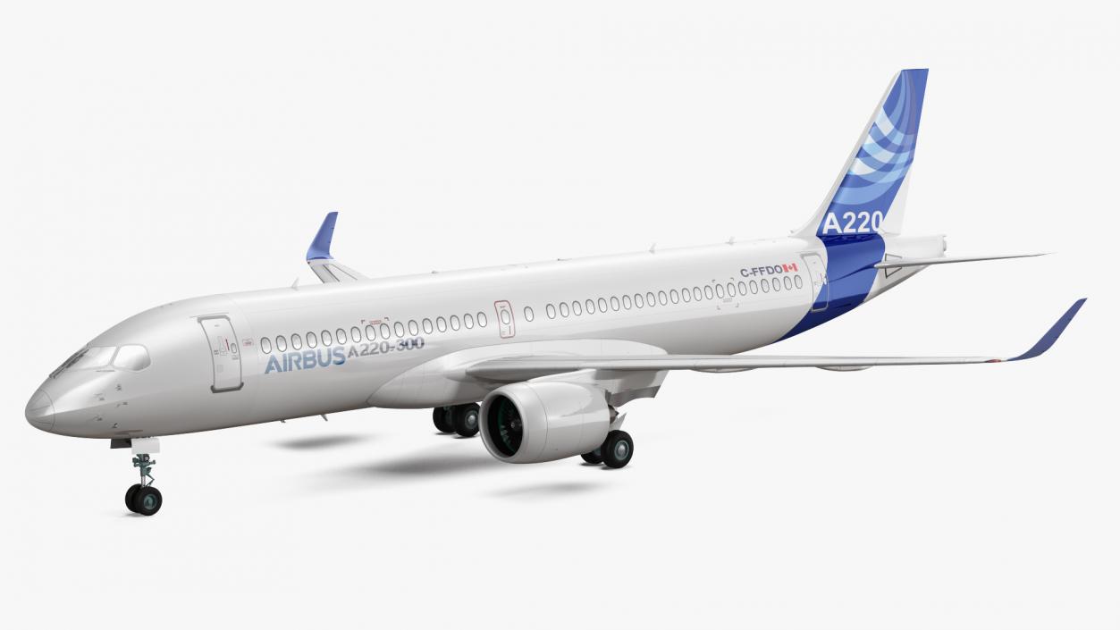 3D Airbus A220 300 Simple Interior Rigged model