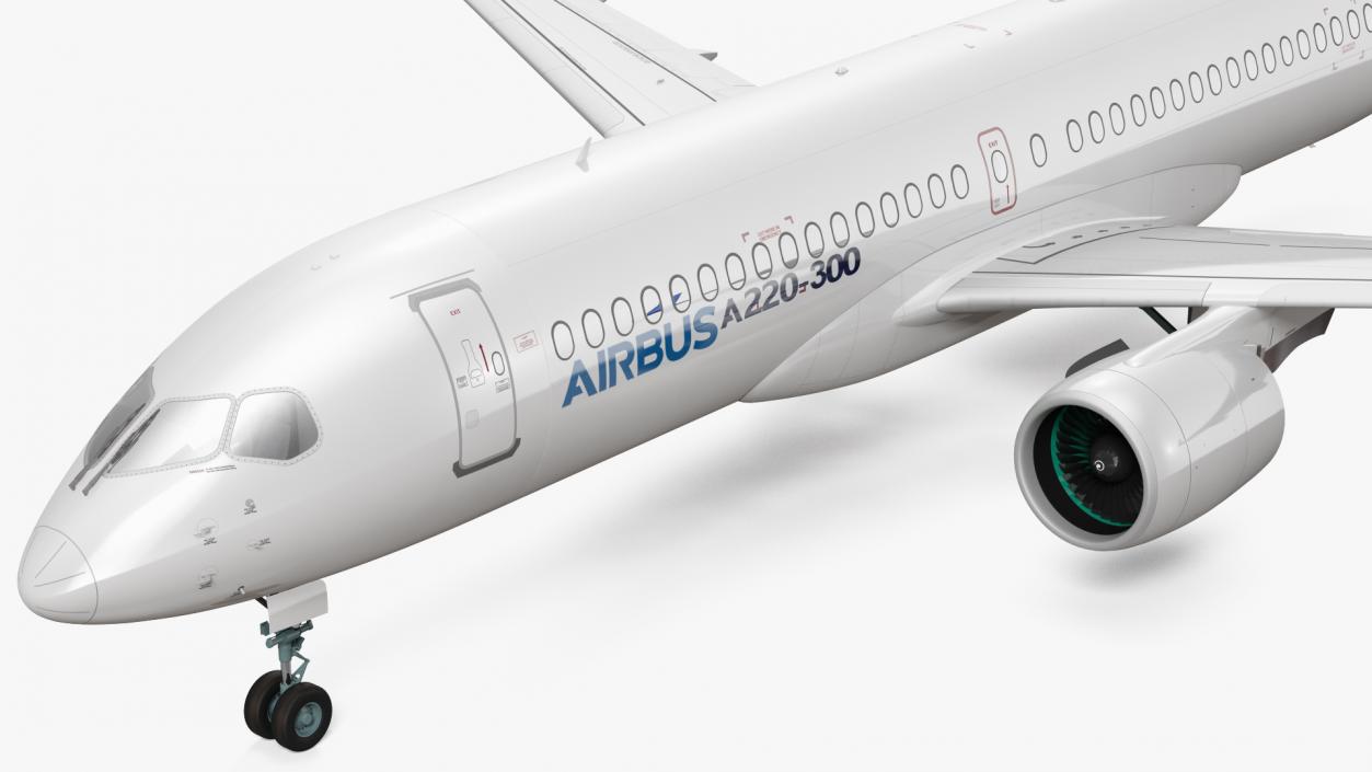 3D Airbus A220 300 Simple Interior Rigged model