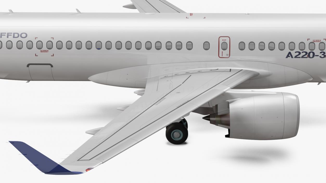 3D Airbus A220 300 Simple Interior Rigged model