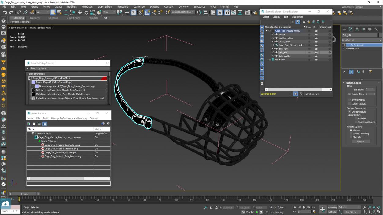 3D Cage Dog Muzzle Husky