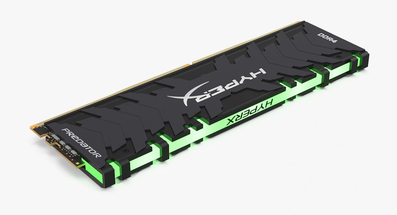 3D model DDR4 Green Kingston HyperX Predator