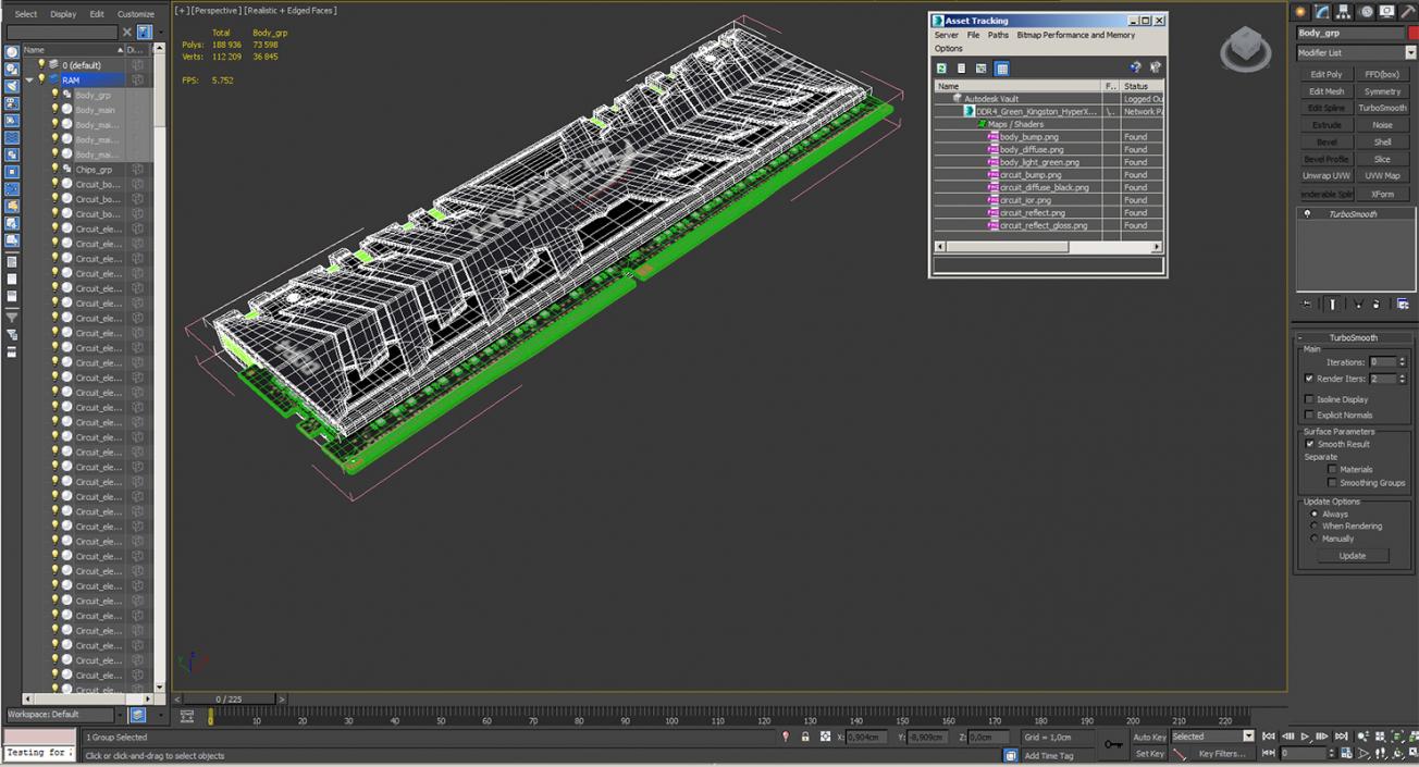 3D model DDR4 Green Kingston HyperX Predator