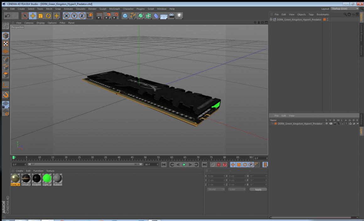 3D model DDR4 Green Kingston HyperX Predator
