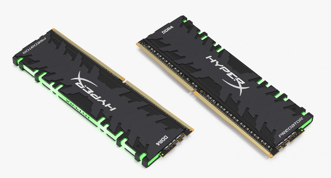 3D model DDR4 Green Kingston HyperX Predator