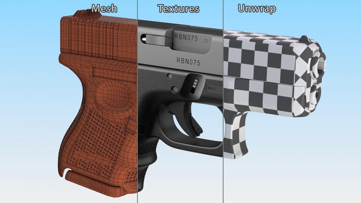 Sub Compact 9mm Pistol 2 3D model