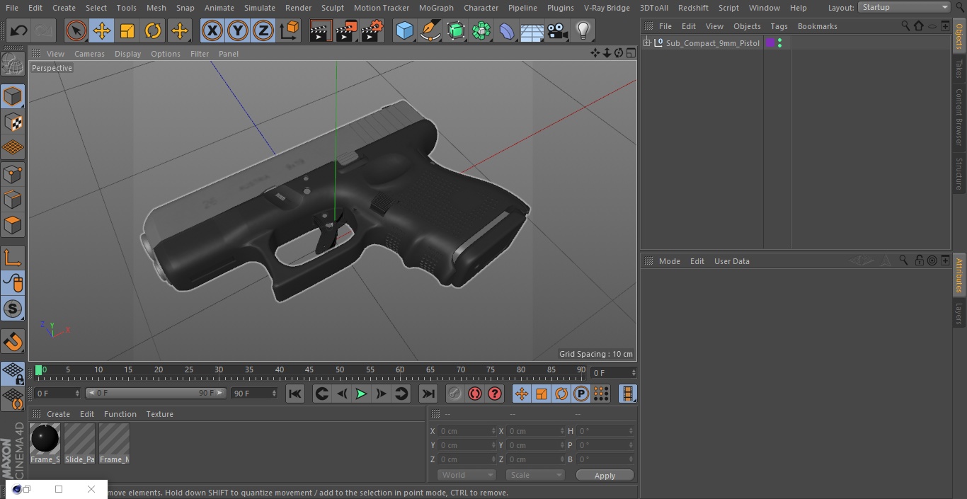 Sub Compact 9mm Pistol 2 3D model