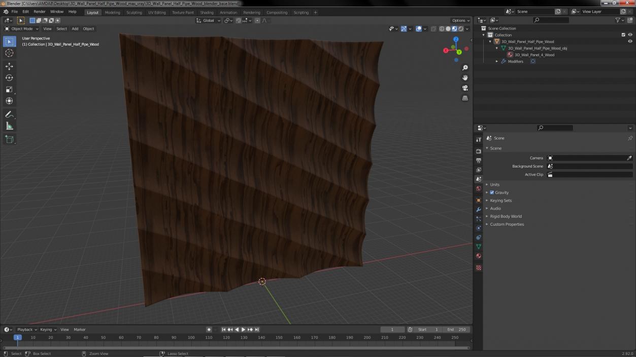 3D model Wall Panel Half Pipe Wood