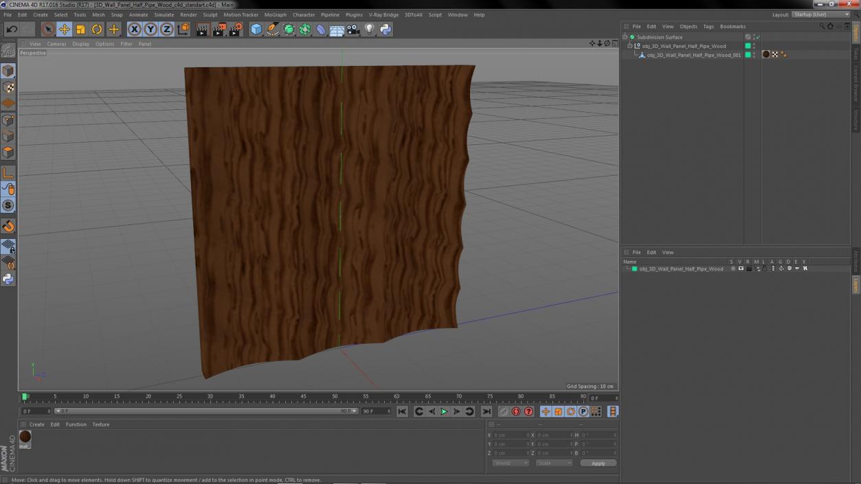 3D model Wall Panel Half Pipe Wood