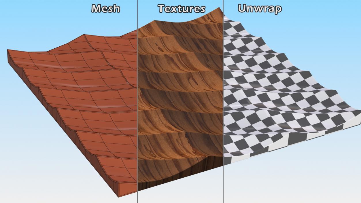 3D model Wall Panel Half Pipe Wood