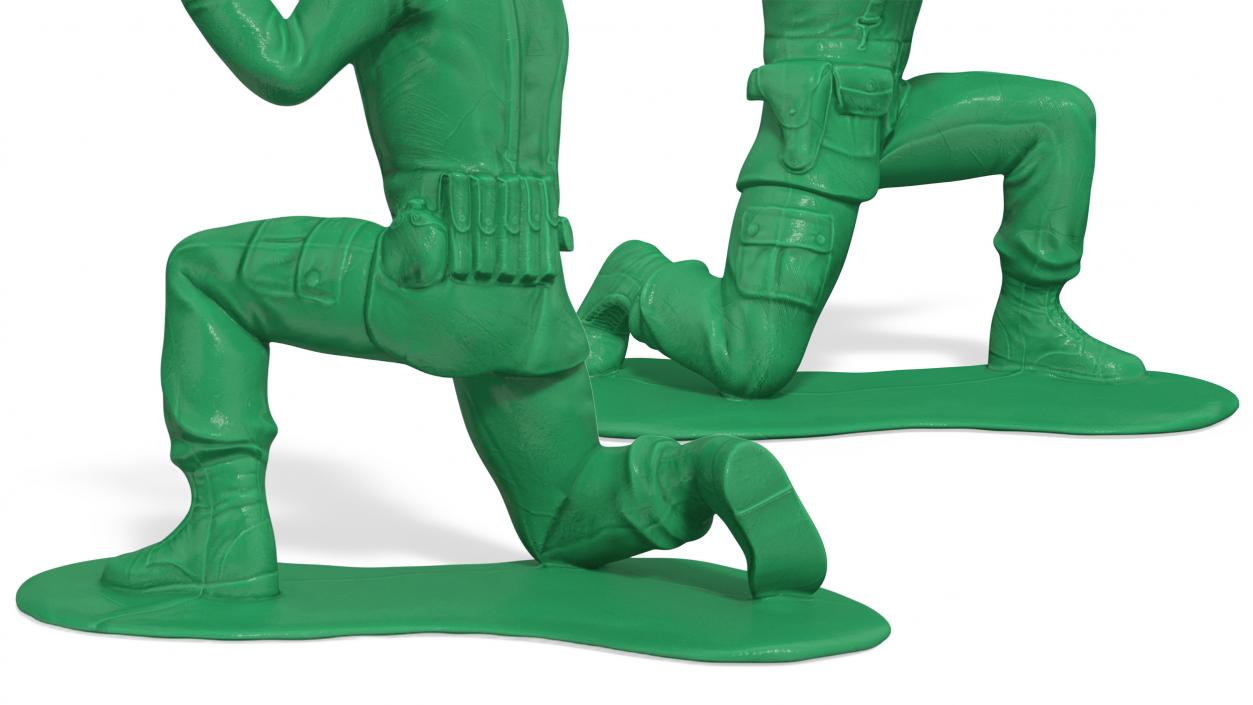 3D Green Toy Soldier Crouched Down