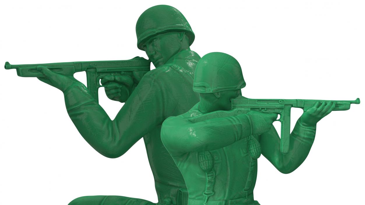 3D Green Toy Soldier Crouched Down