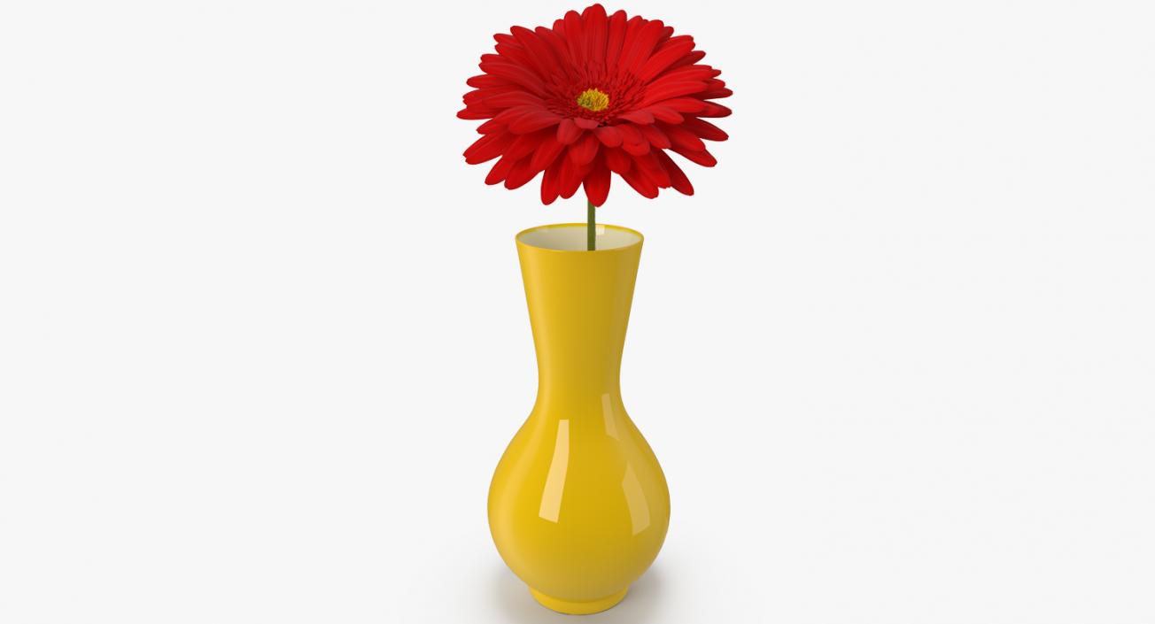 3D model Red Gerbera Daisy In Vase